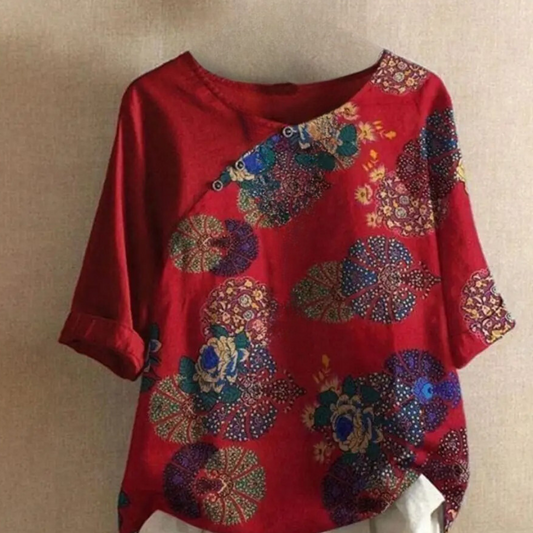 Clarisa - Retro Polyester Blouse with Elegant Design for Modern Style